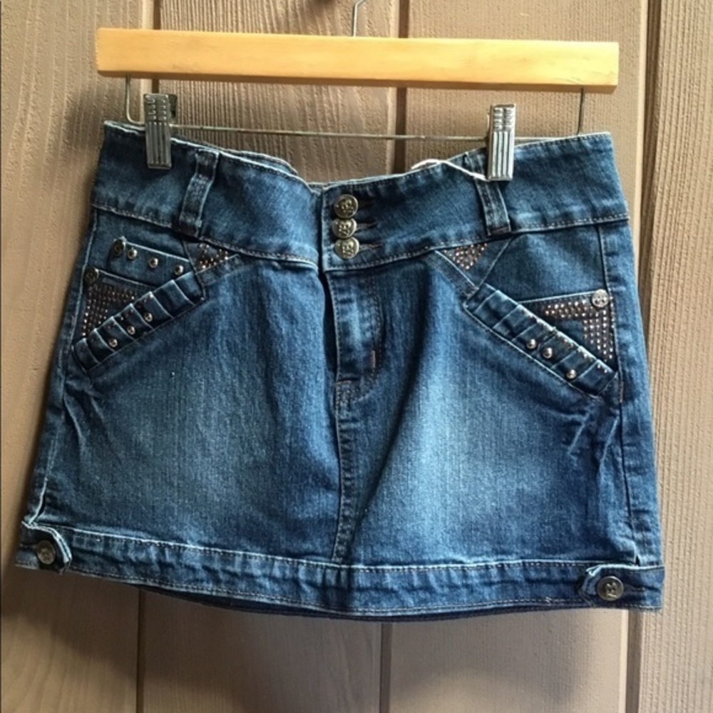 Secretly Evil mini skirt with lots of bling on it!